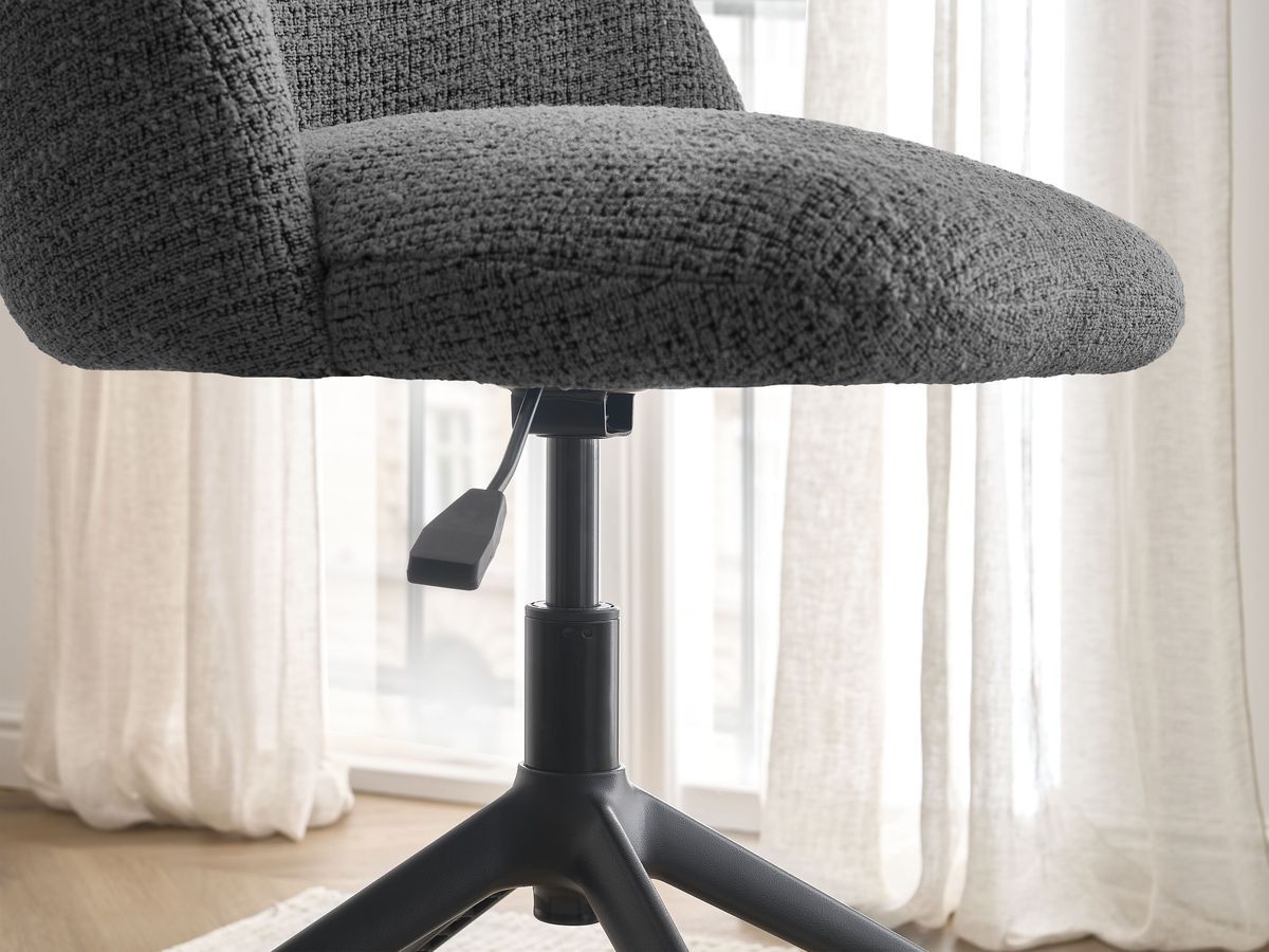 Chaise de bureau LALIE BOBOCHIC en tissu chiné gris foncé à roulettes — vue 11