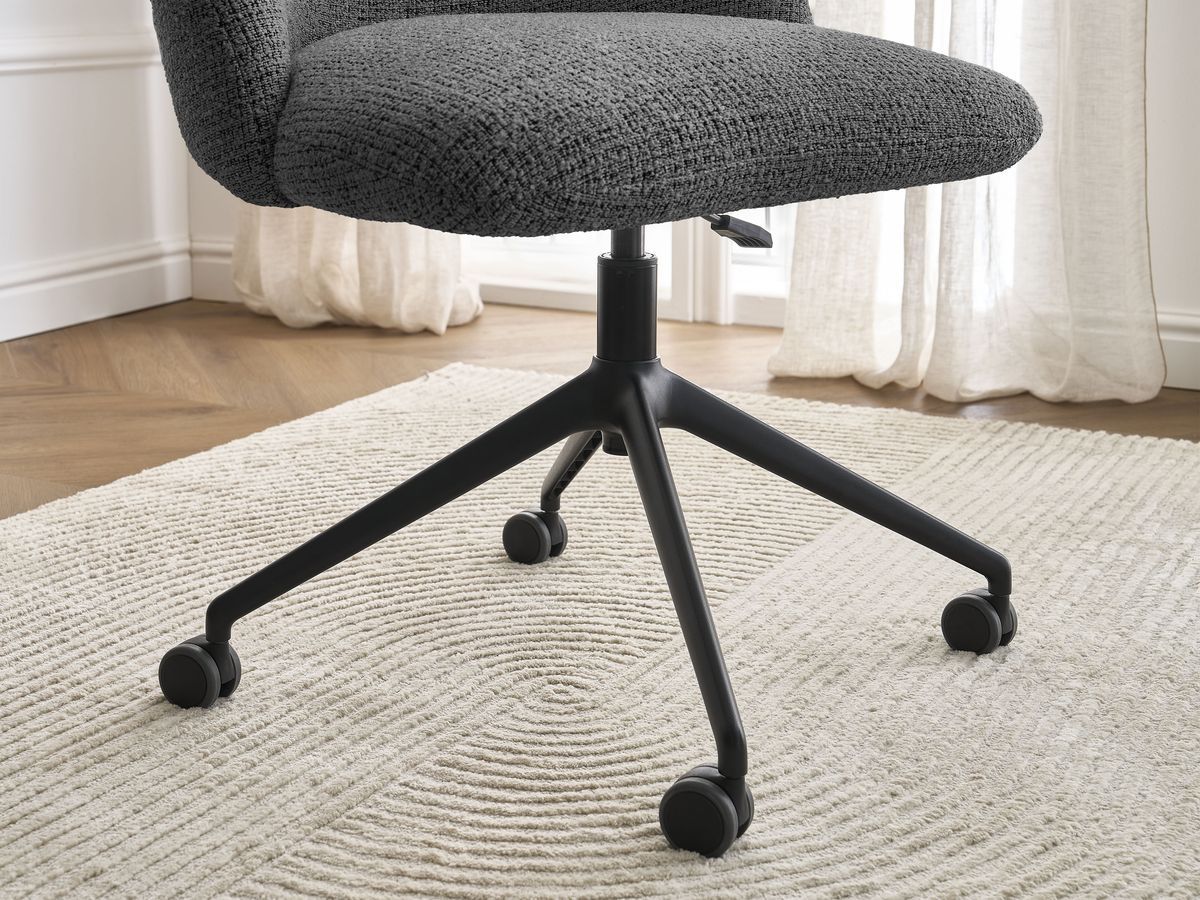 Chaise de bureau LALIE BOBOCHIC en tissu chiné gris foncé à roulettes — vue 12