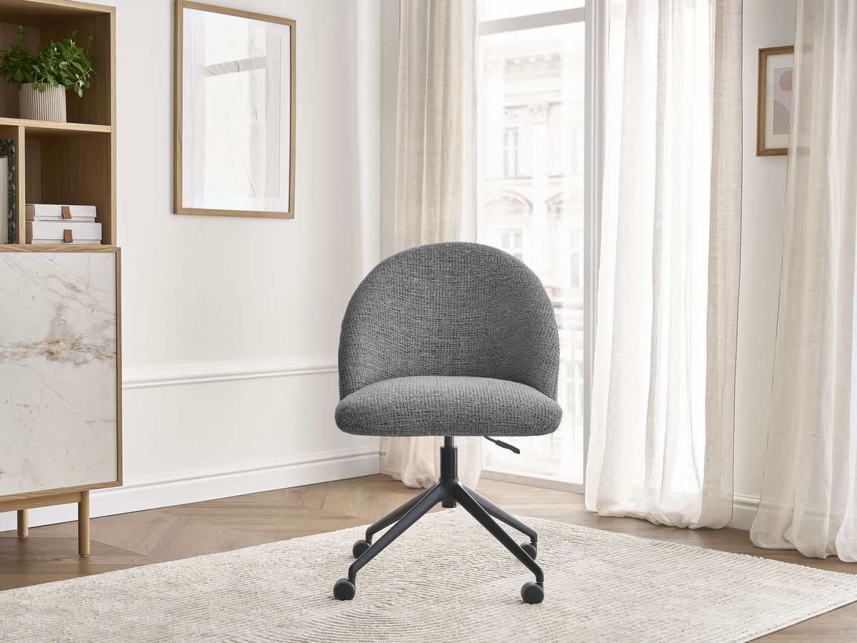 Chaise de bureau LALIE BOBOCHIC en tissu chiné gris foncé à roulettes — vue 3