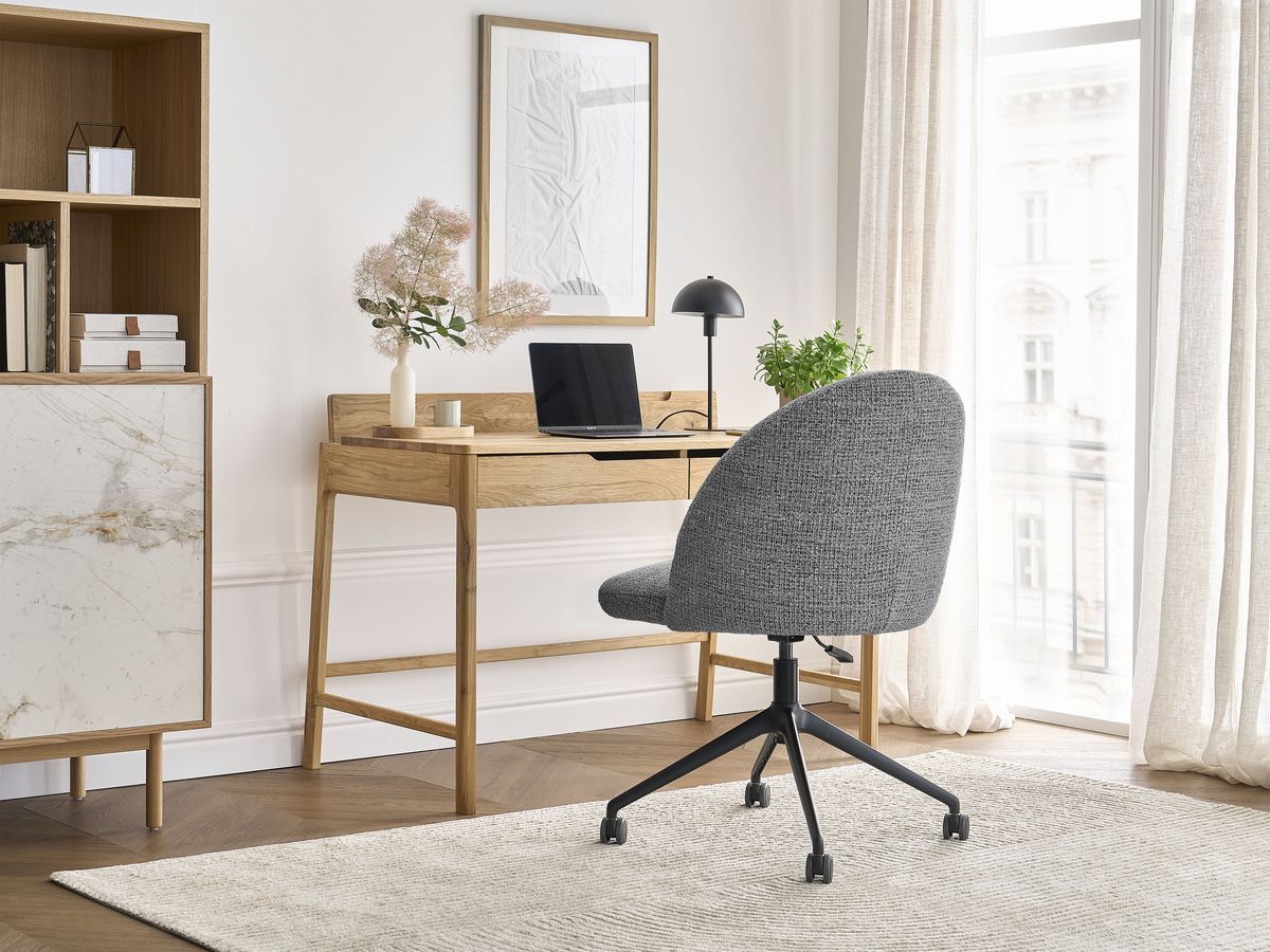 Chaise de bureau LALIE BOBOCHIC en tissu chiné gris foncé à roulettes — vue 5