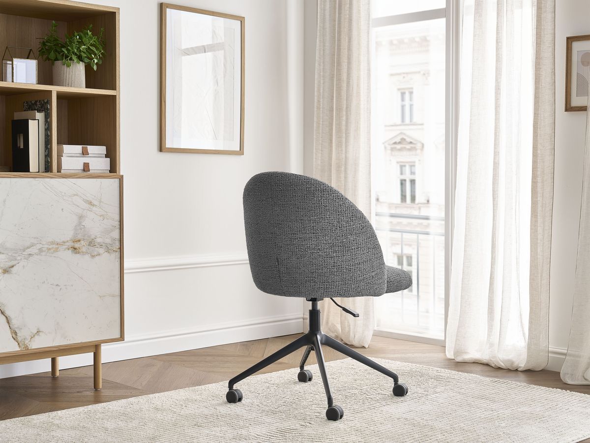 Chaise de bureau LALIE BOBOCHIC en tissu chiné gris foncé à roulettes — vue 6