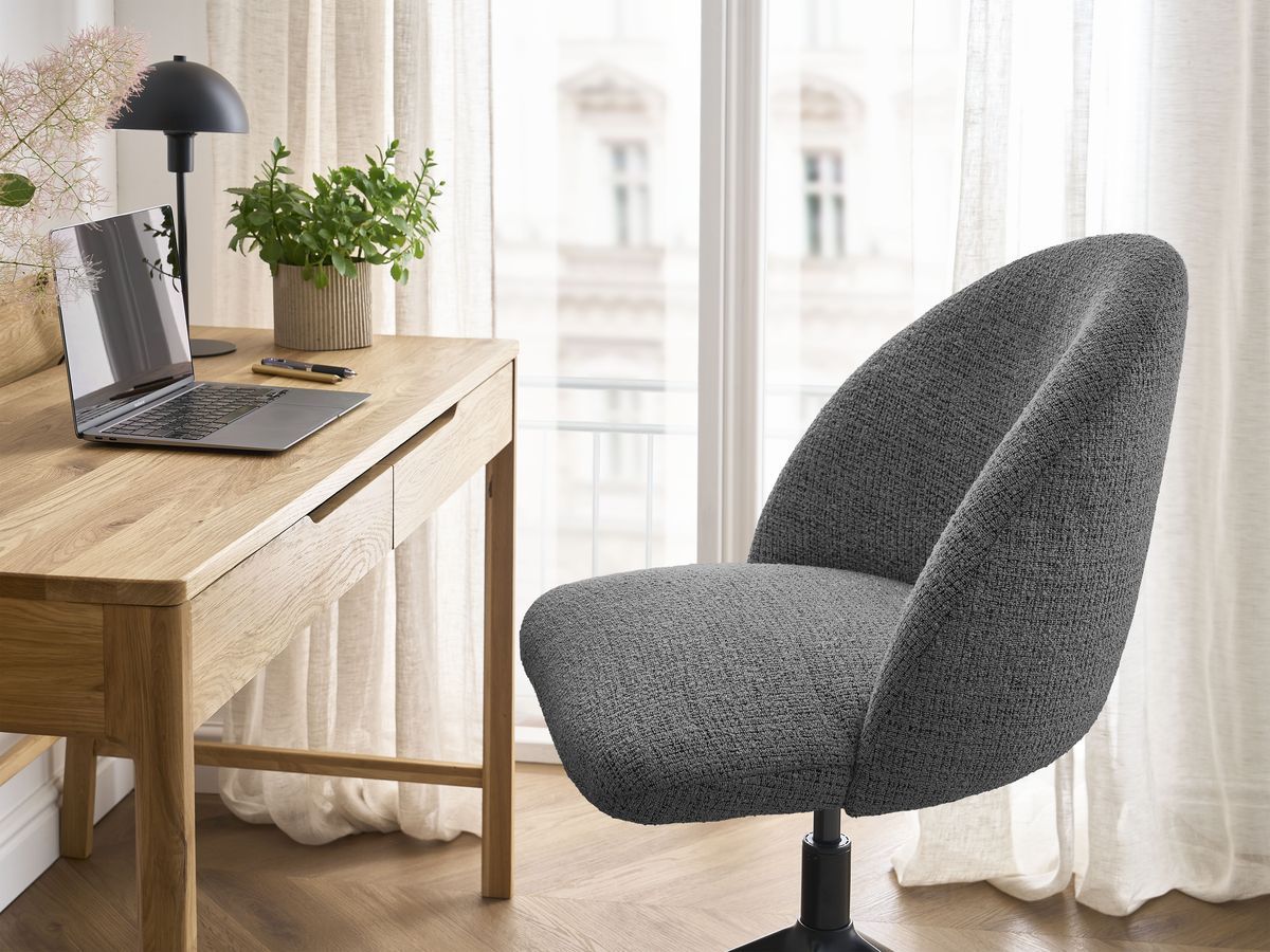 Chaise de bureau LALIE BOBOCHIC en tissu chiné gris foncé à roulettes — vue 7