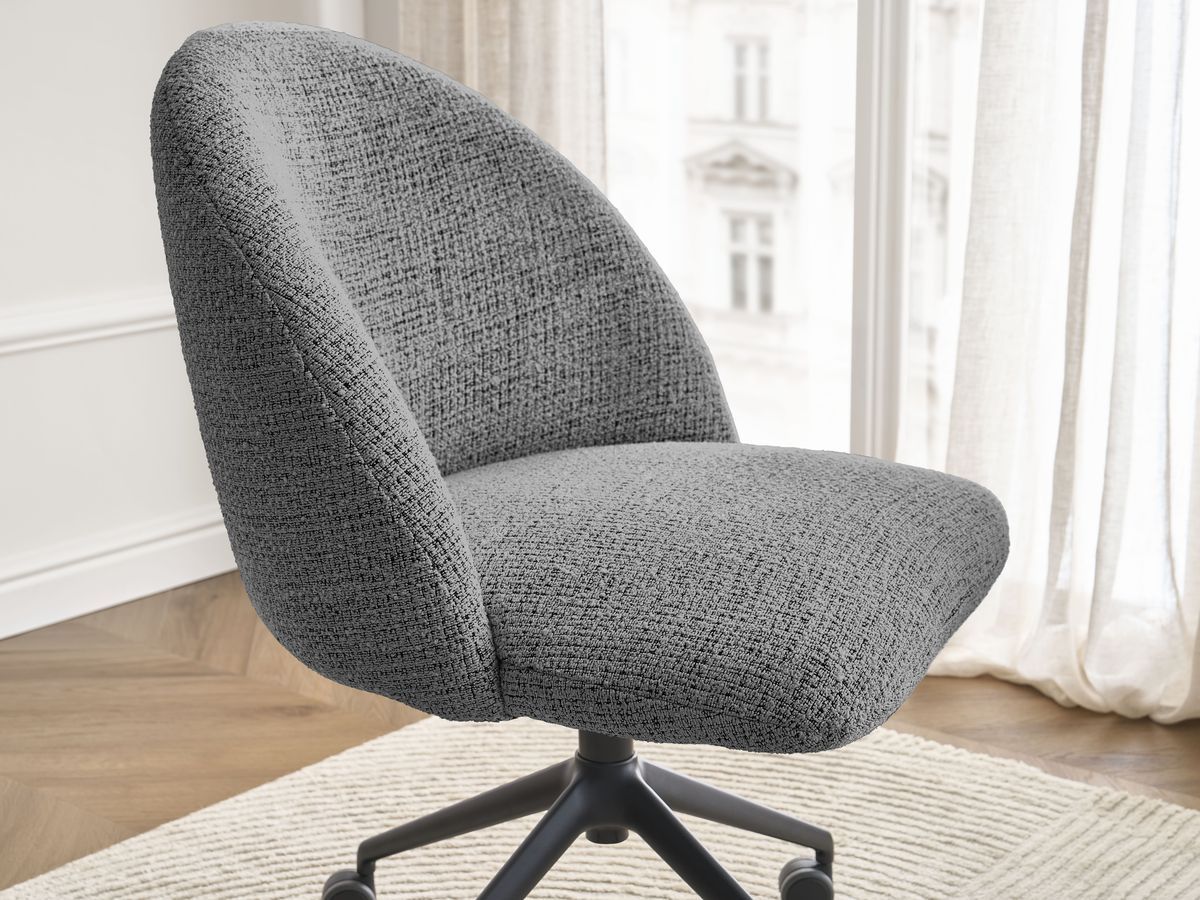 Chaise de bureau LALIE BOBOCHIC en tissu chiné gris foncé à roulettes — vue 8