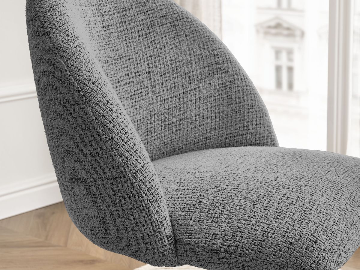 Chaise de bureau LALIE BOBOCHIC en tissu chiné gris foncé à roulettes — vue 9