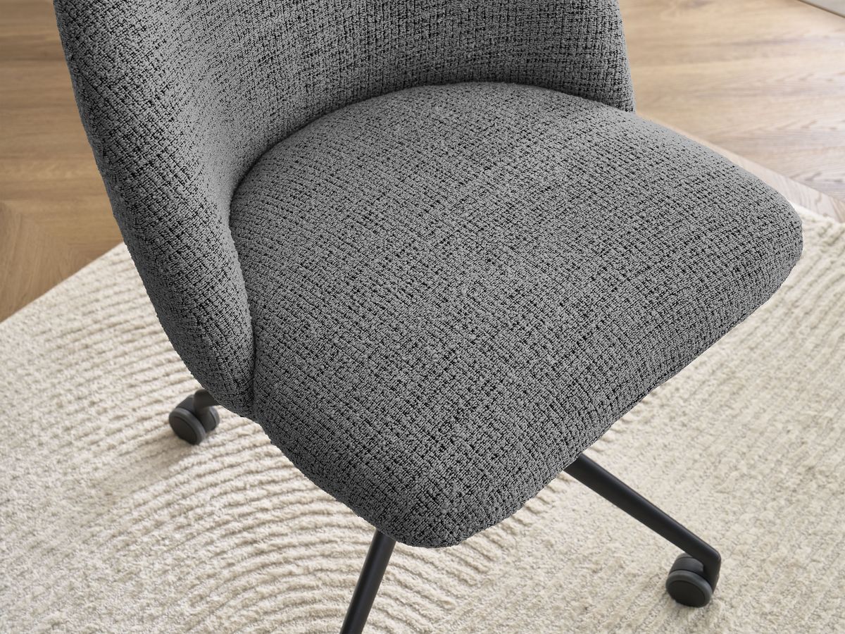 Chaise de bureau LALIE BOBOCHIC en tissu chiné gris foncé à roulettes — vue 10