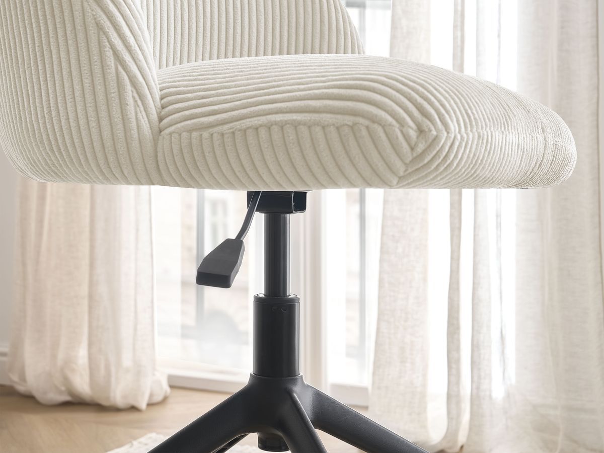Chaise de bureau BOBOCHIC LALIE beige en velours côtelé avec roulettes — vue 11