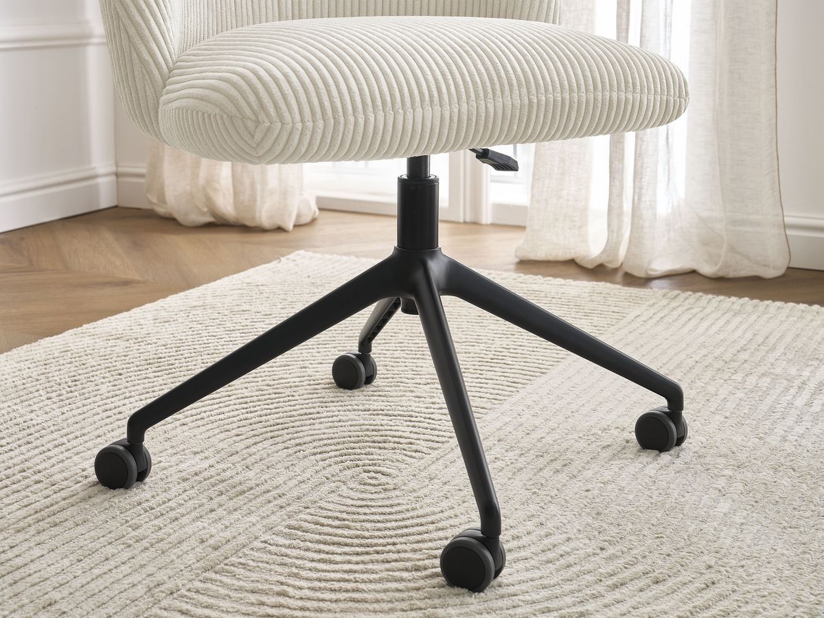 Chaise de bureau BOBOCHIC LALIE beige en velours côtelé avec roulettes — vue 12