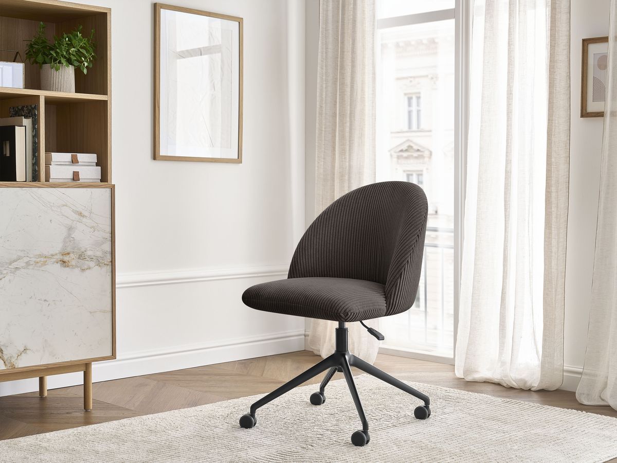 Chaise de bureau LALIE BOBOCHIC taupe en velours côtelé avec roulettes — vue 4
