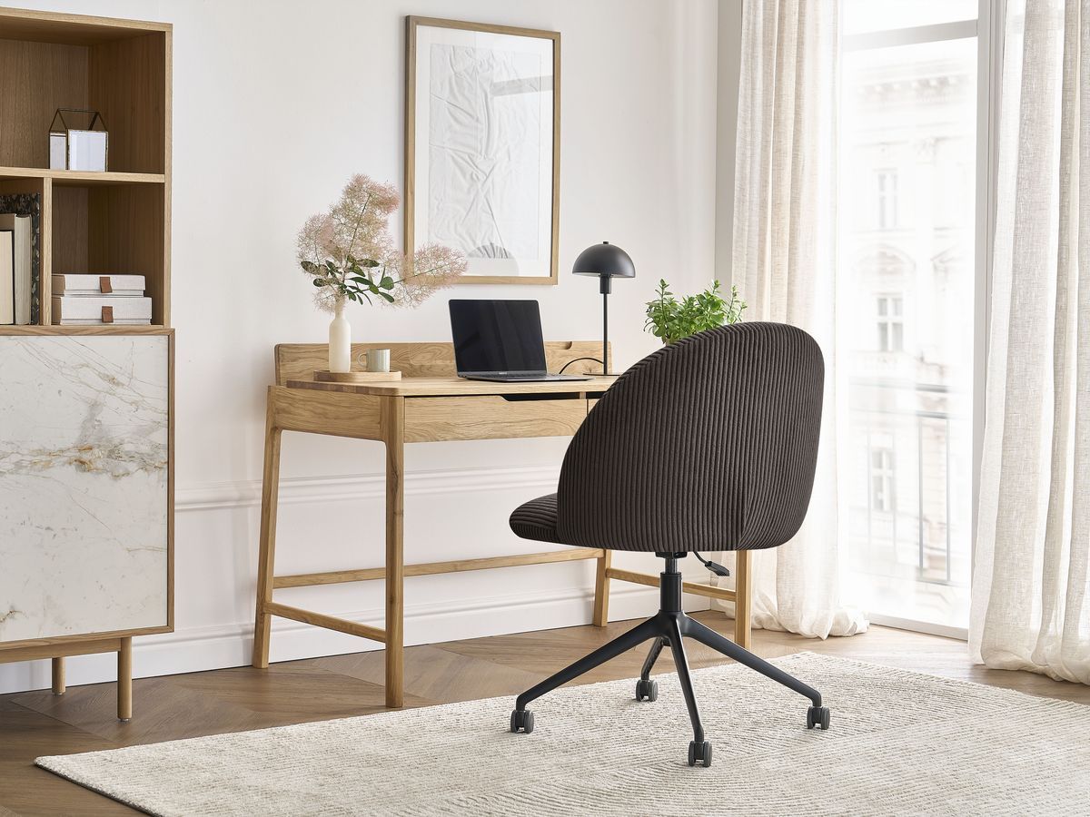 Chaise de bureau LALIE BOBOCHIC taupe en velours côtelé avec roulettes — vue 5