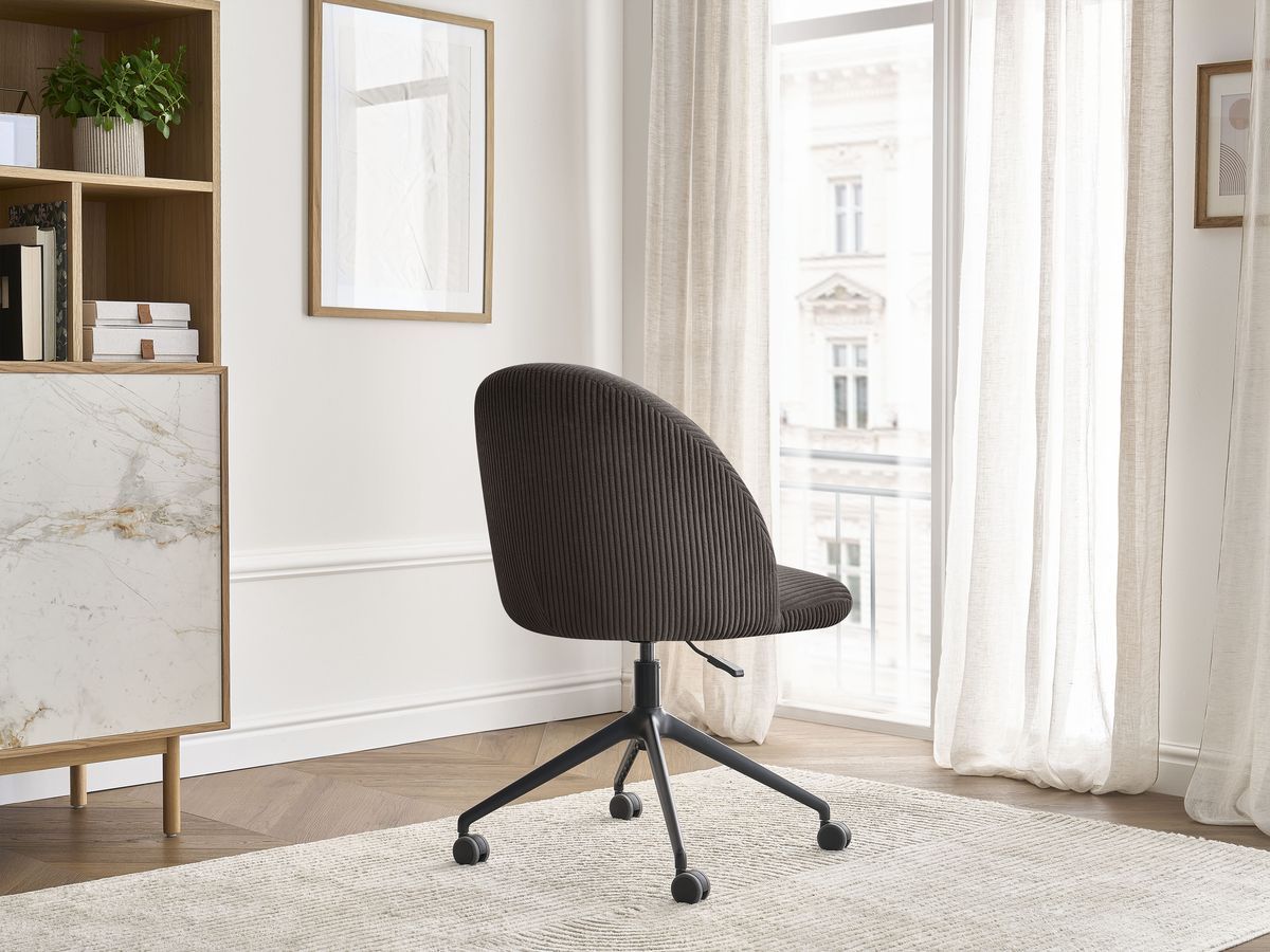 Chaise de bureau LALIE BOBOCHIC taupe en velours côtelé avec roulettes — vue 6
