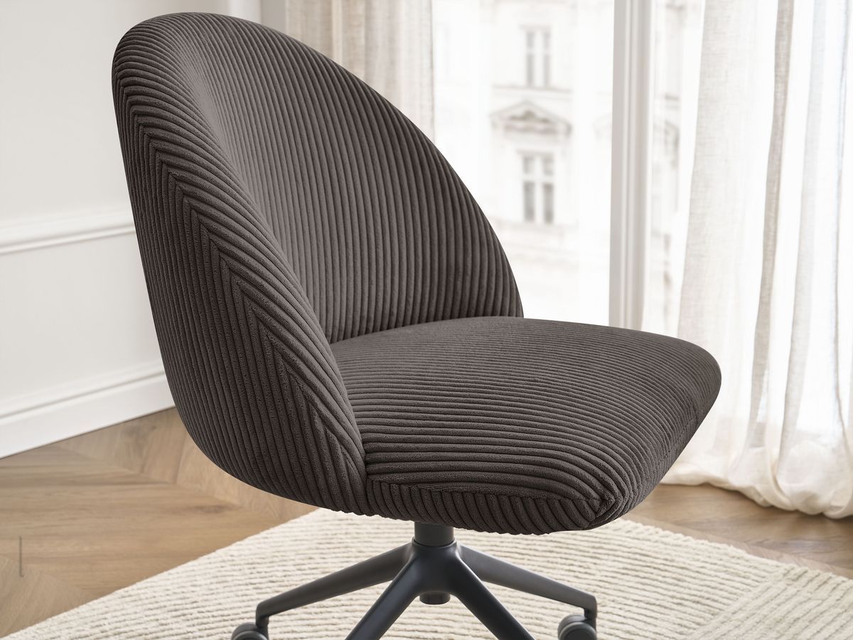 Chaise de bureau LALIE BOBOCHIC taupe en velours côtelé avec roulettes — vue 8