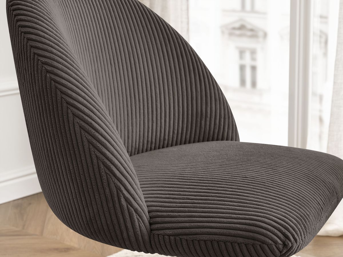 Chaise de bureau LALIE BOBOCHIC taupe en velours côtelé avec roulettes — vue 9