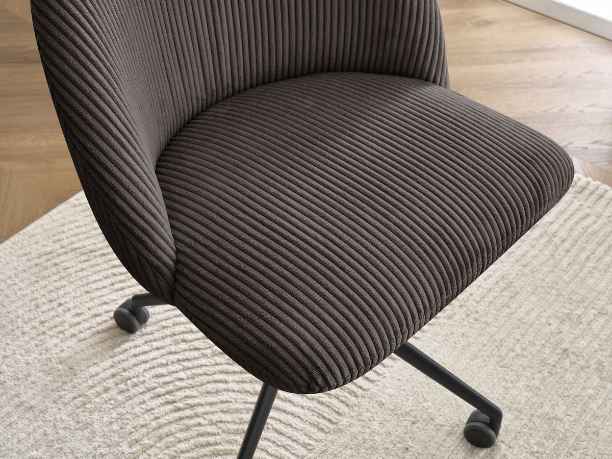 Chaise de bureau LALIE BOBOCHIC taupe en velours côtelé avec roulettes — vue 10