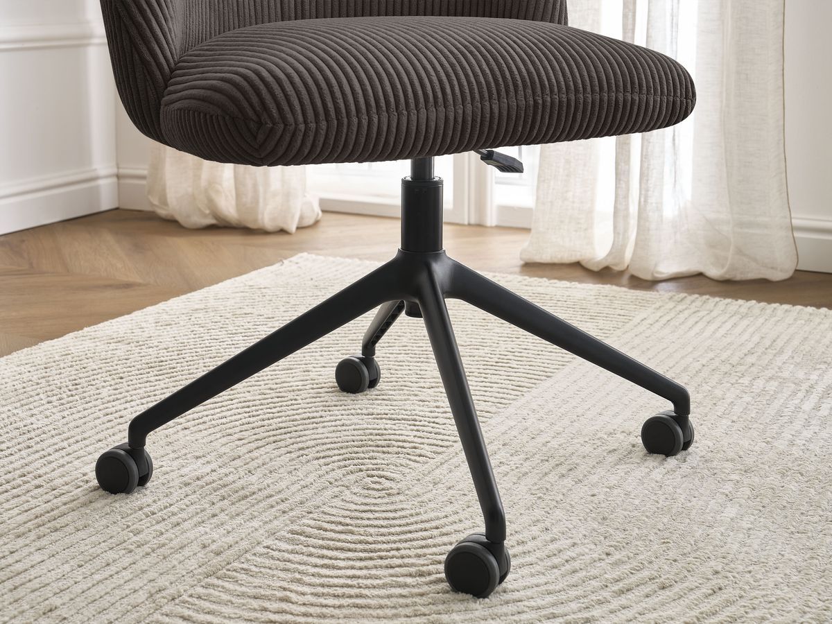 Chaise de bureau LALIE BOBOCHIC taupe en velours côtelé avec roulettes — vue 12
