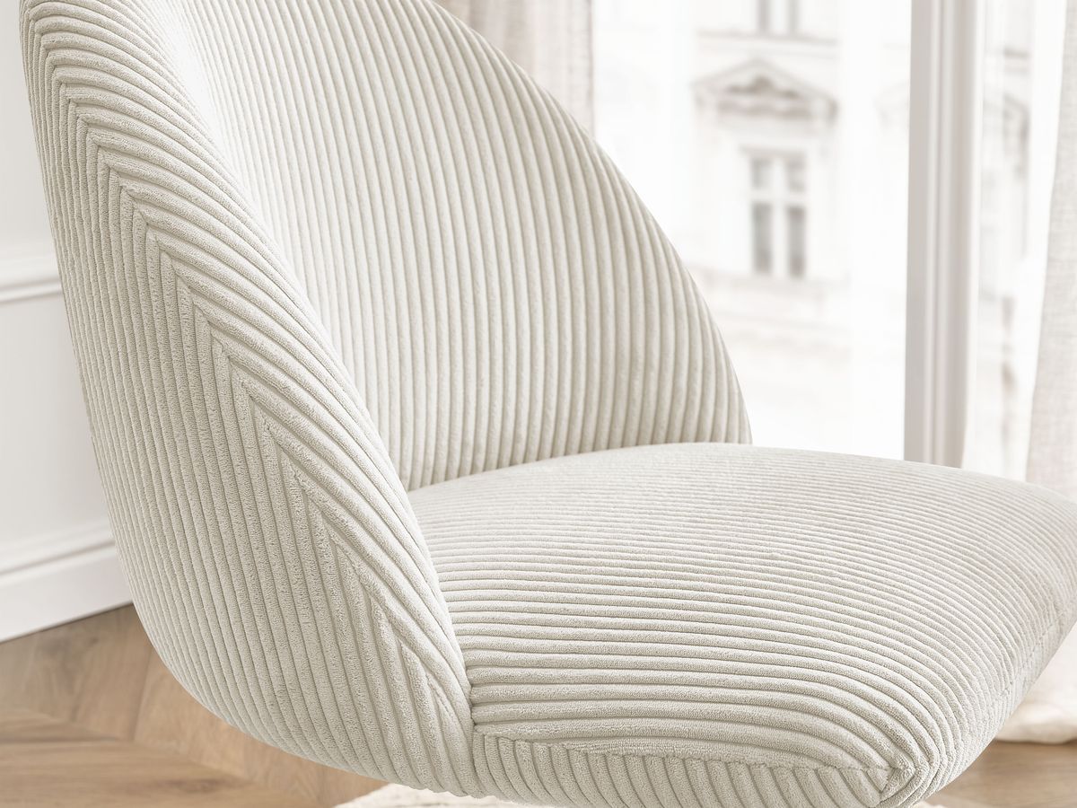 Chaise de bureau BOBOCHIC LALIE beige en velours côtelé avec roulettes — vue 9