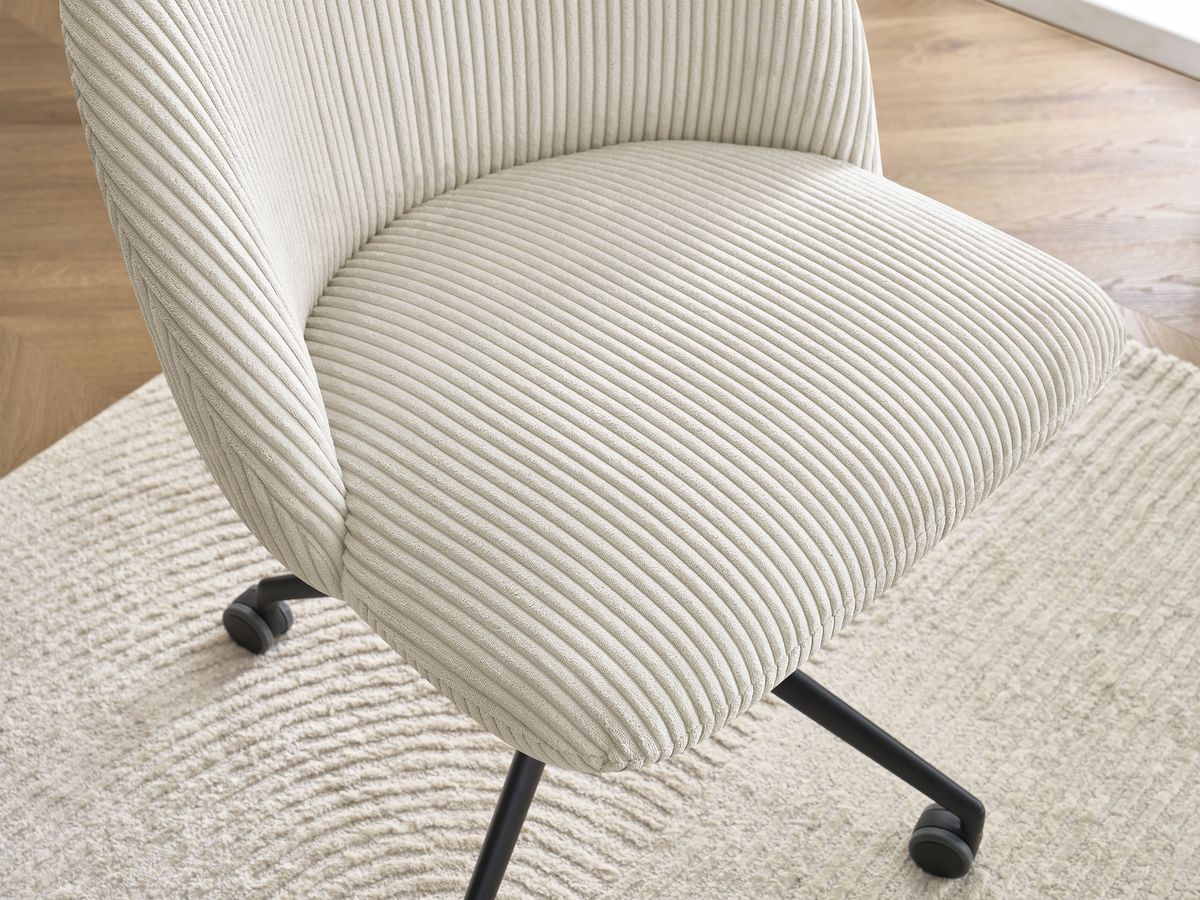 Chaise de bureau BOBOCHIC LALIE beige en velours côtelé avec roulettes — vue 10