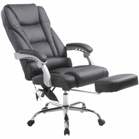Fauteuil de bureau Pacific noir avec repose-pieds et fonction massage intégrée