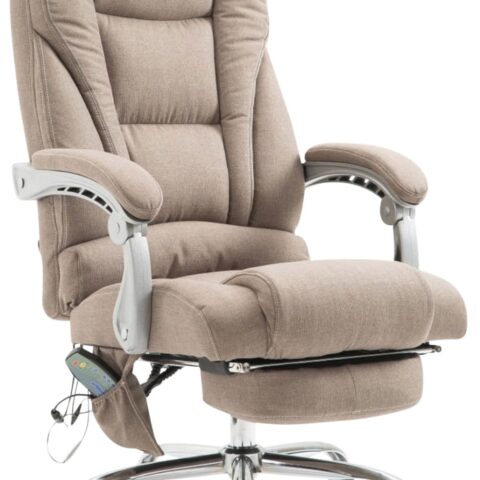 Chaise de bureau CLP Pacific taupe avec repose-pieds et fonction massage