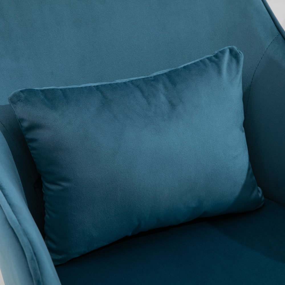 Chaise de bureau massante Vinsetto bleue en velours avec piètement blanc — vue 9
