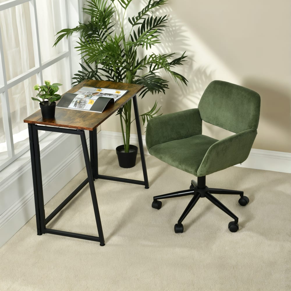 Chaise de bureau Meubles Cosy en velours côtelé vert avec dossier ajouré — vue 2