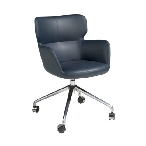 Chaise de bureau Angel Cerda 4110 bleue avec accoudoirs et pieds chromés