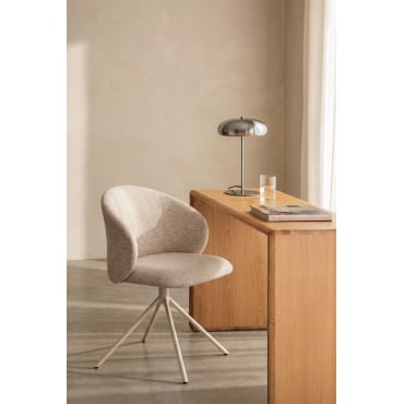 Chaise de bureau Gryon Sklum en tissu bouclé beige crème, forme enveloppante — vue 2
