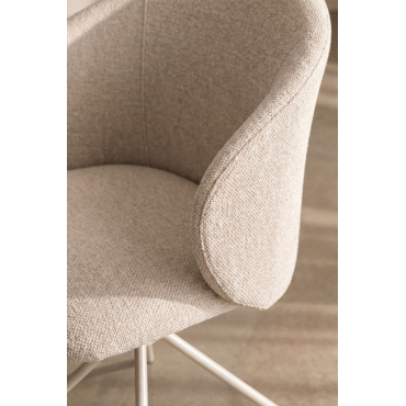 Chaise de bureau Gryon Sklum en tissu bouclé beige crème, forme enveloppante — vue 3