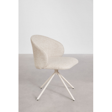 Chaise de bureau Gryon Sklum en tissu bouclé beige crème, forme enveloppante — vue 4