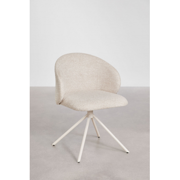 Chaise de bureau Gryon Sklum en tissu bouclé beige crème, forme enveloppante — vue 5