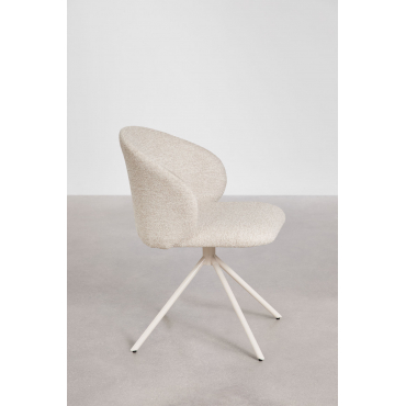 Chaise de bureau Gryon Sklum en tissu bouclé beige crème, forme enveloppante — vue 6
