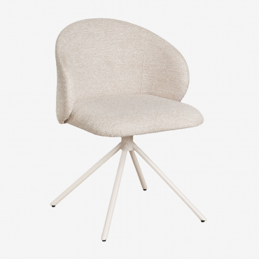 Chaise de bureau Gryon Sklum en tissu bouclé beige crème, forme enveloppante