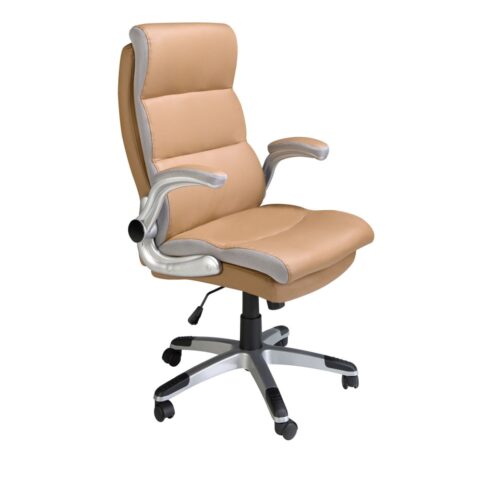 Chaise de bureau Angel Cerda 4141 en simili cuir marron avec accoudoirs