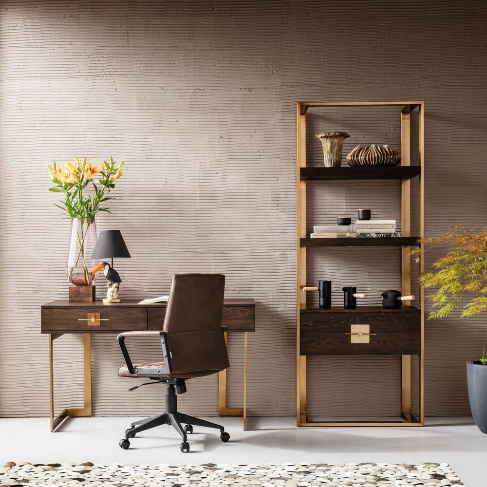 Chaise de bureau Kare Design brune avec accoudoirs, roulettes et assise réglable — vue 2