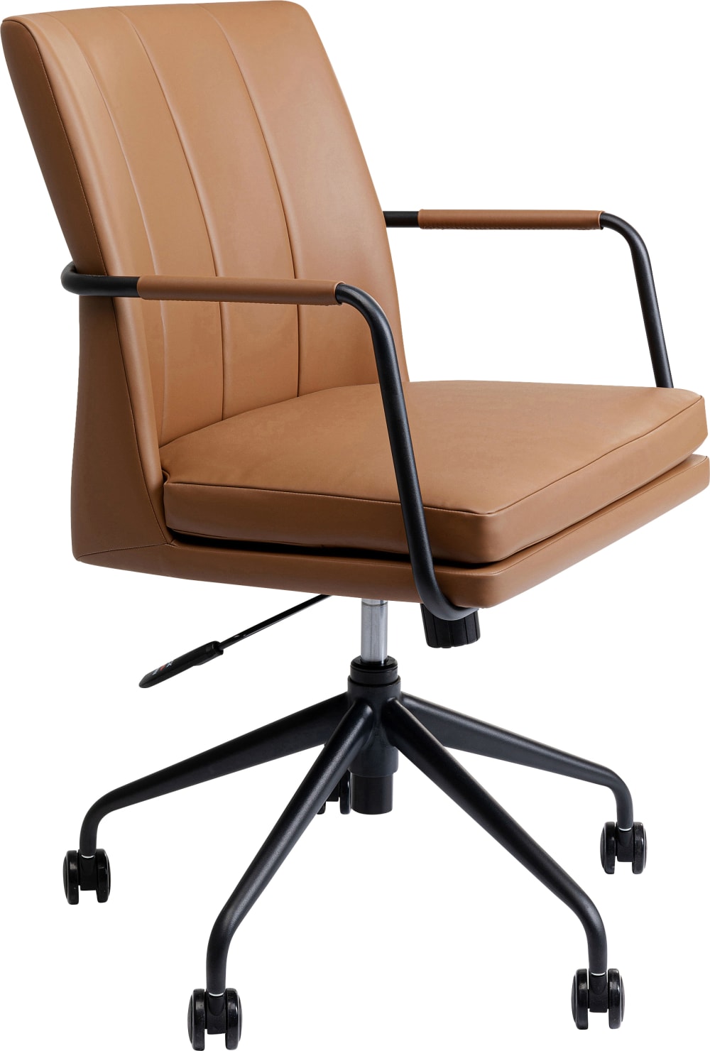 chaise de bureau Kare Design marron avec accoudoirs fins et piétement à roulettes — vue 2