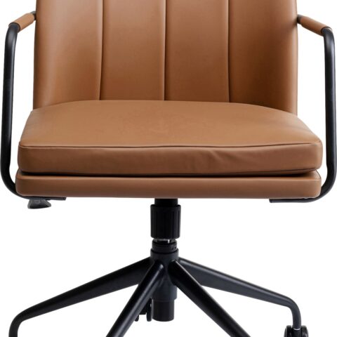 chaise de bureau Kare Design marron avec accoudoirs fins et piétement à roulettes