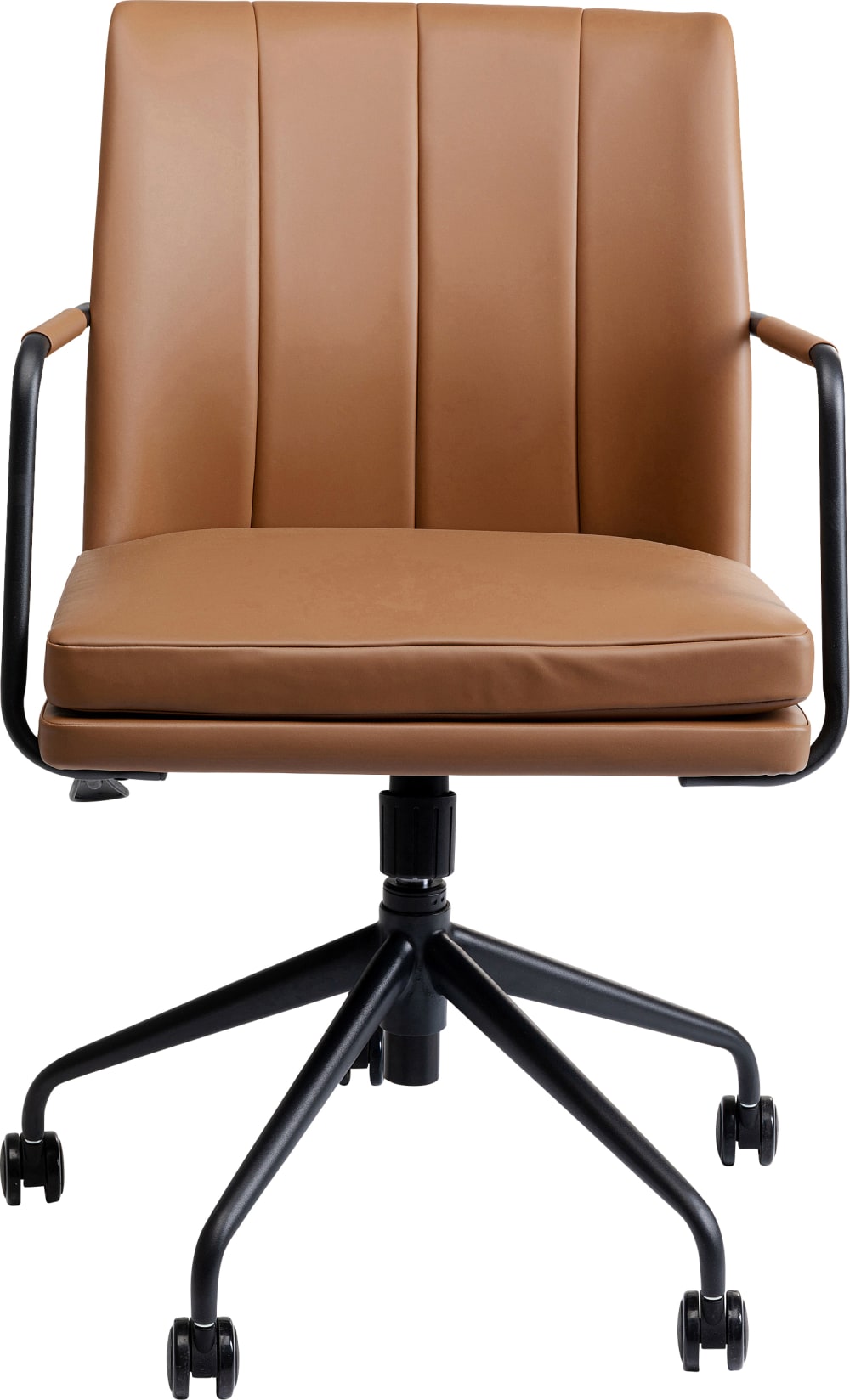 chaise de bureau Kare Design marron avec accoudoirs fins et piétement à roulettes