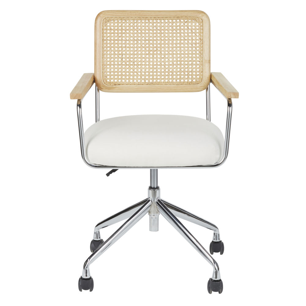 Chaise Rosalie Maisons du Monde avec cannage en rotin et roulettes — vue 2