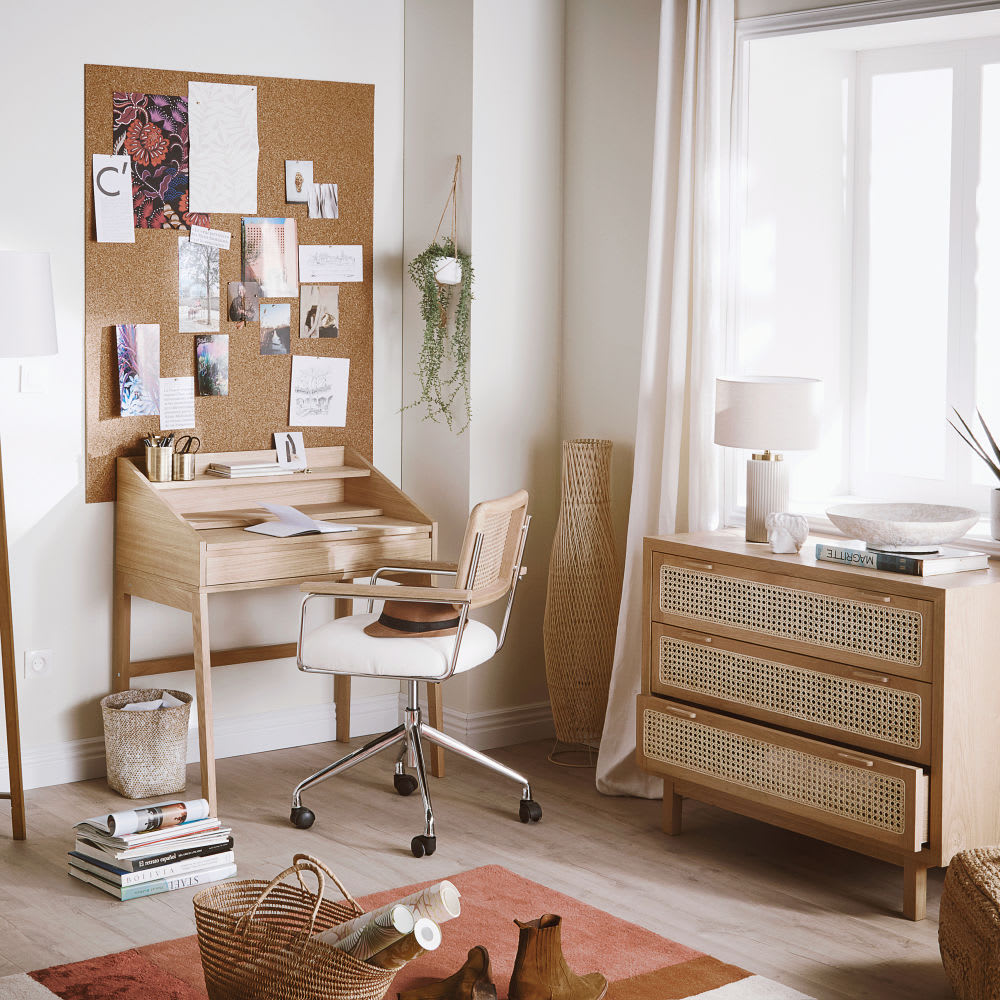 Chaise Rosalie Maisons du Monde avec cannage en rotin et roulettes — vue 5