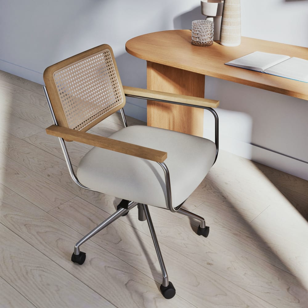 Chaise Rosalie Maisons du Monde avec cannage en rotin et roulettes — vue 6