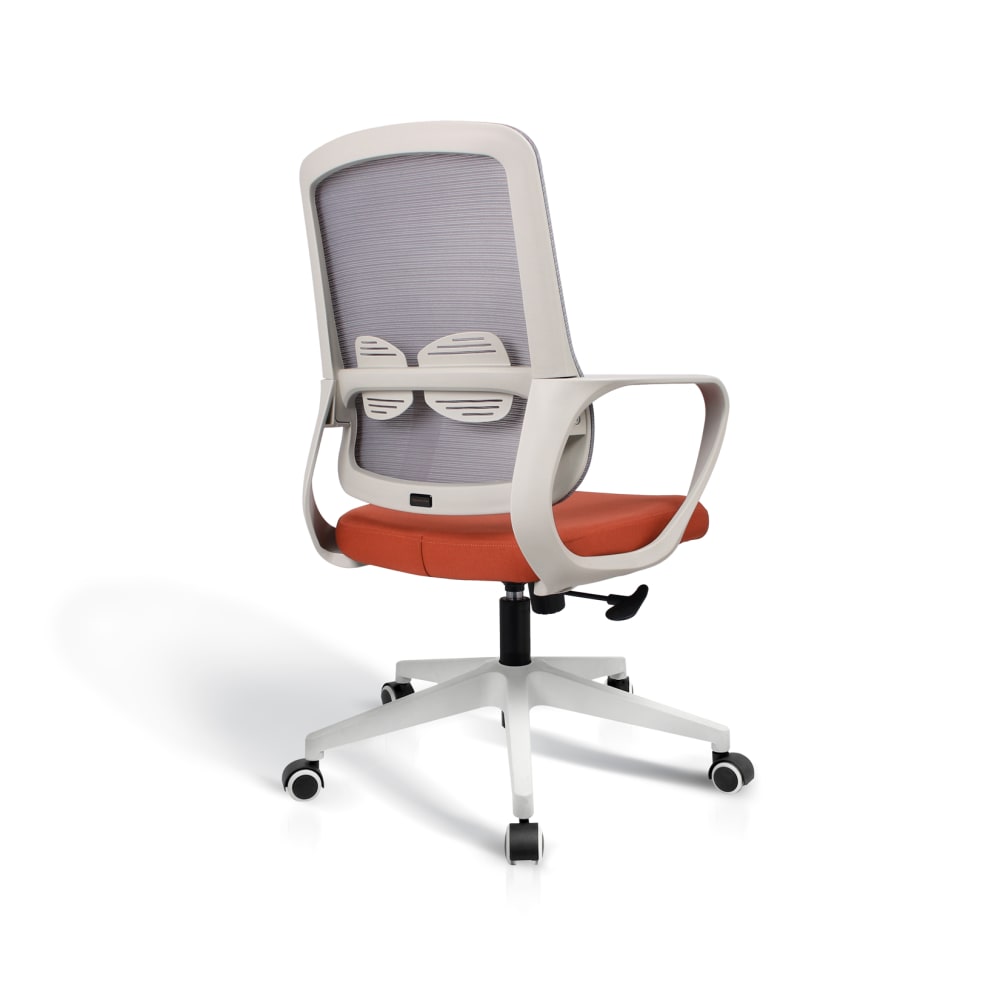 Chaise de bureau Hispanohogar brique et grise, avec dossier en maille — vue 3