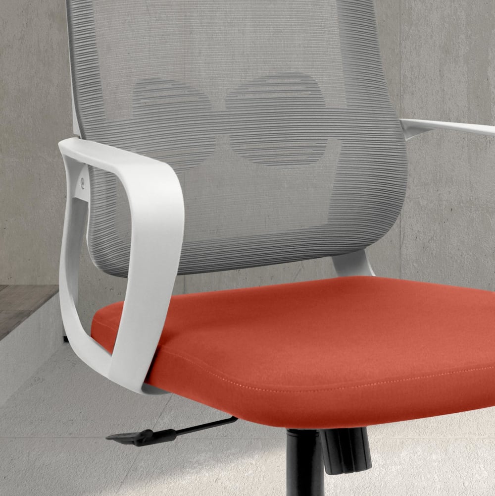 Chaise de bureau Hispanohogar brique et grise, avec dossier en maille — vue 4