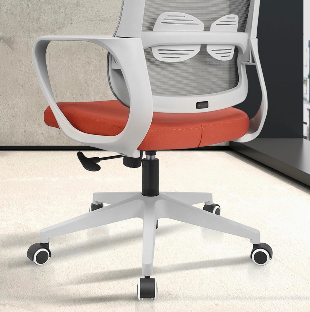 Chaise de bureau Hispanohogar brique et grise, avec dossier en maille — vue 5