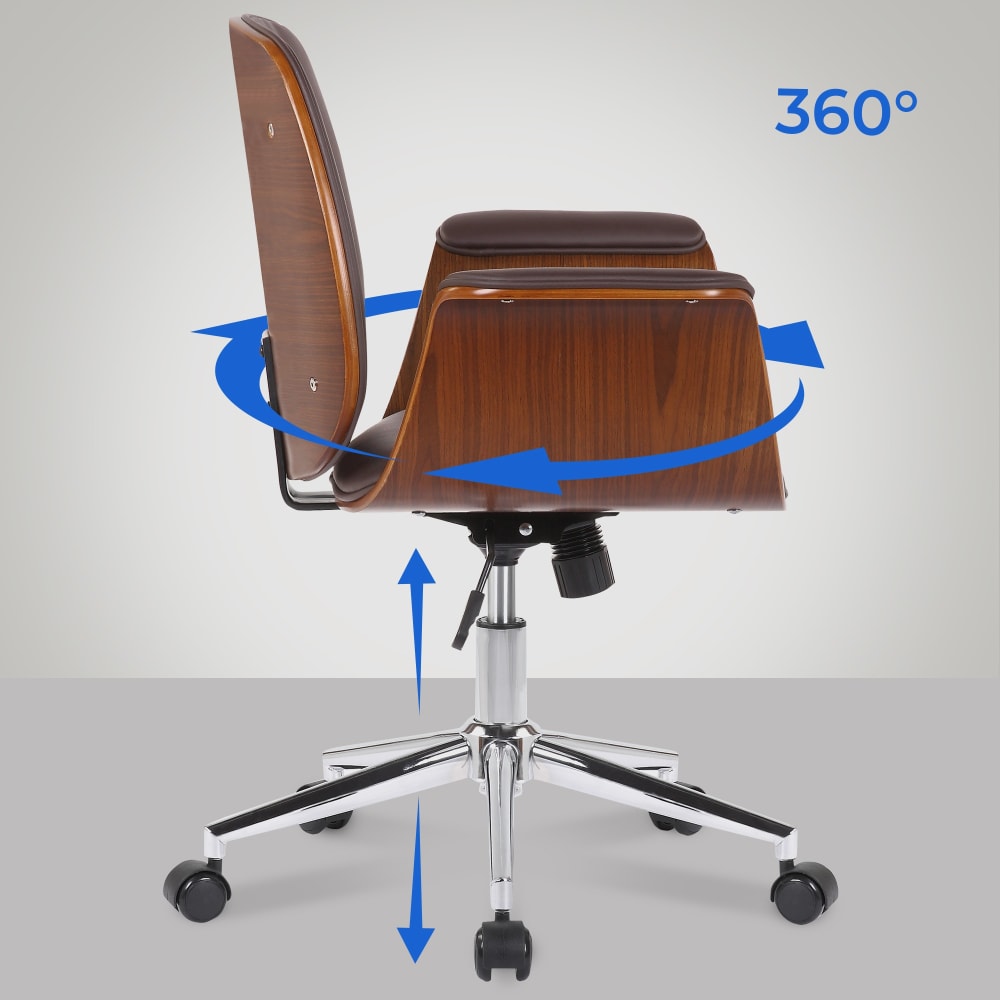 Chaise de bureau CLP Kemberg marron avec coque en bois à l’aspect noyer — vue 4