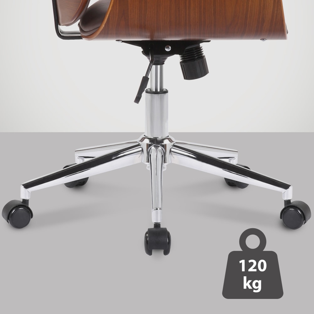 Chaise de bureau CLP Kemberg marron avec coque en bois à l’aspect noyer — vue 6
