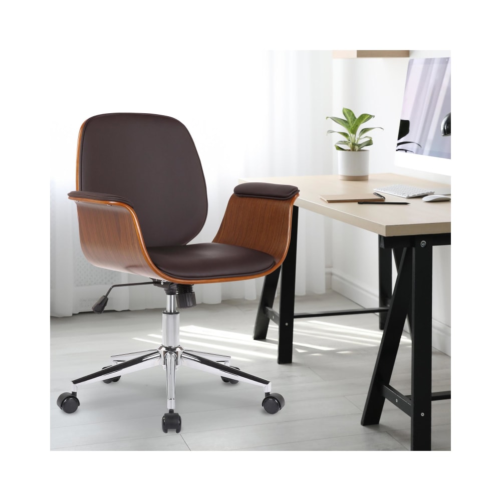 Chaise de bureau CLP Kemberg marron avec coque en bois à l’aspect noyer — vue 7
