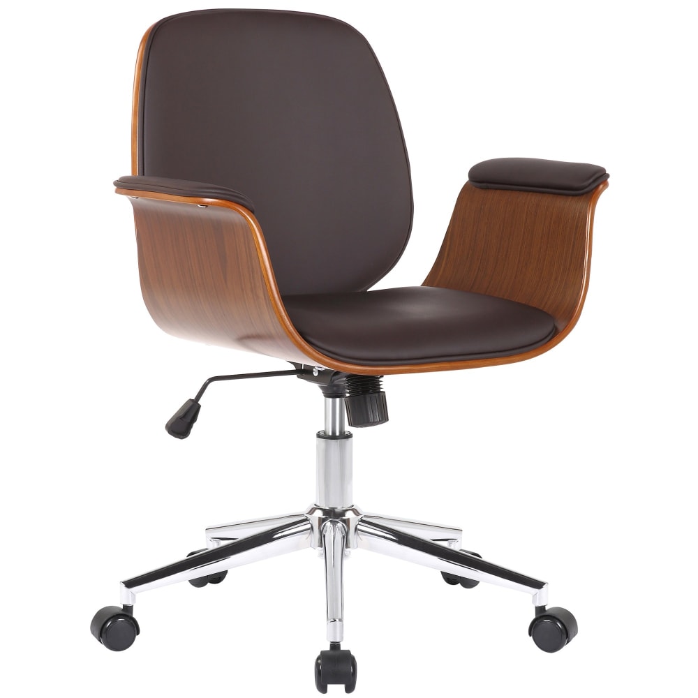 Chaise de bureau CLP Kemberg marron avec coque en bois à l’aspect noyer