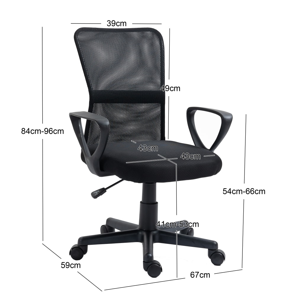 Chaise de bureau STACY noire avec assise en tissu et dossier en mesh — vue 5