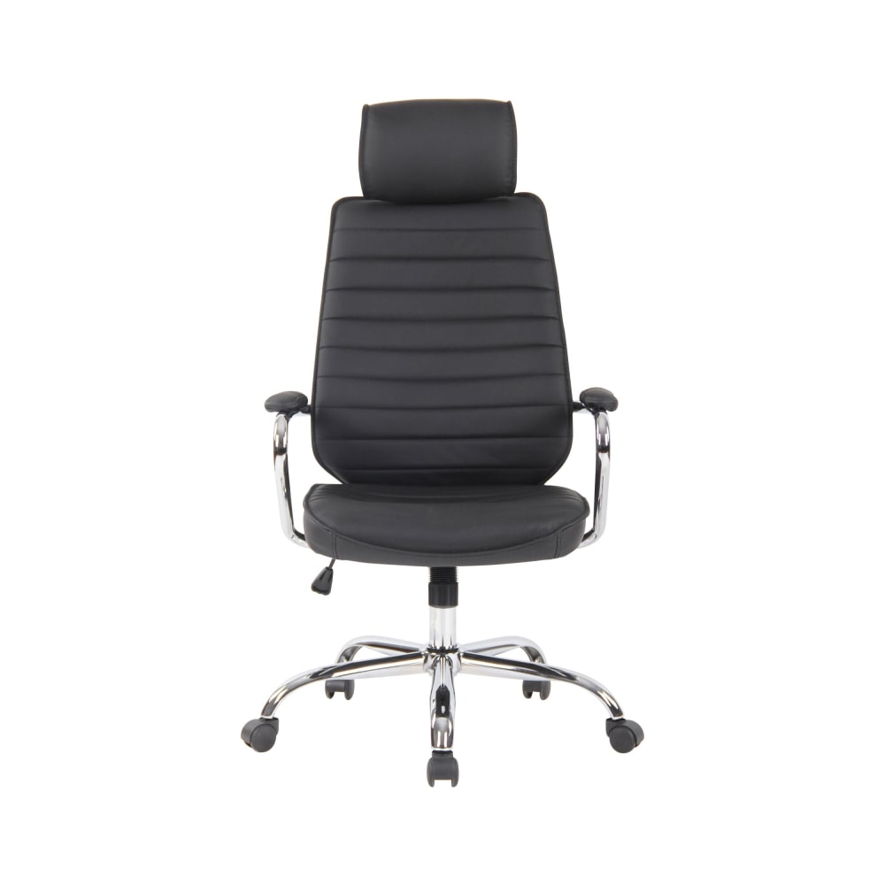 Fauteuil de bureau CLP Rako en cuir véritable avec piétement chromé — vue 3