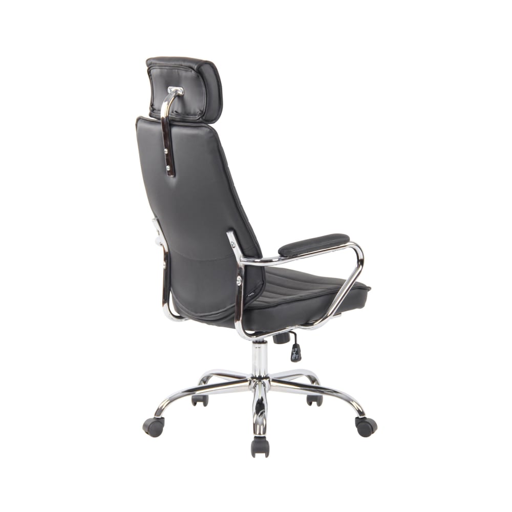 Fauteuil de bureau CLP Rako en cuir véritable avec piétement chromé — vue 4