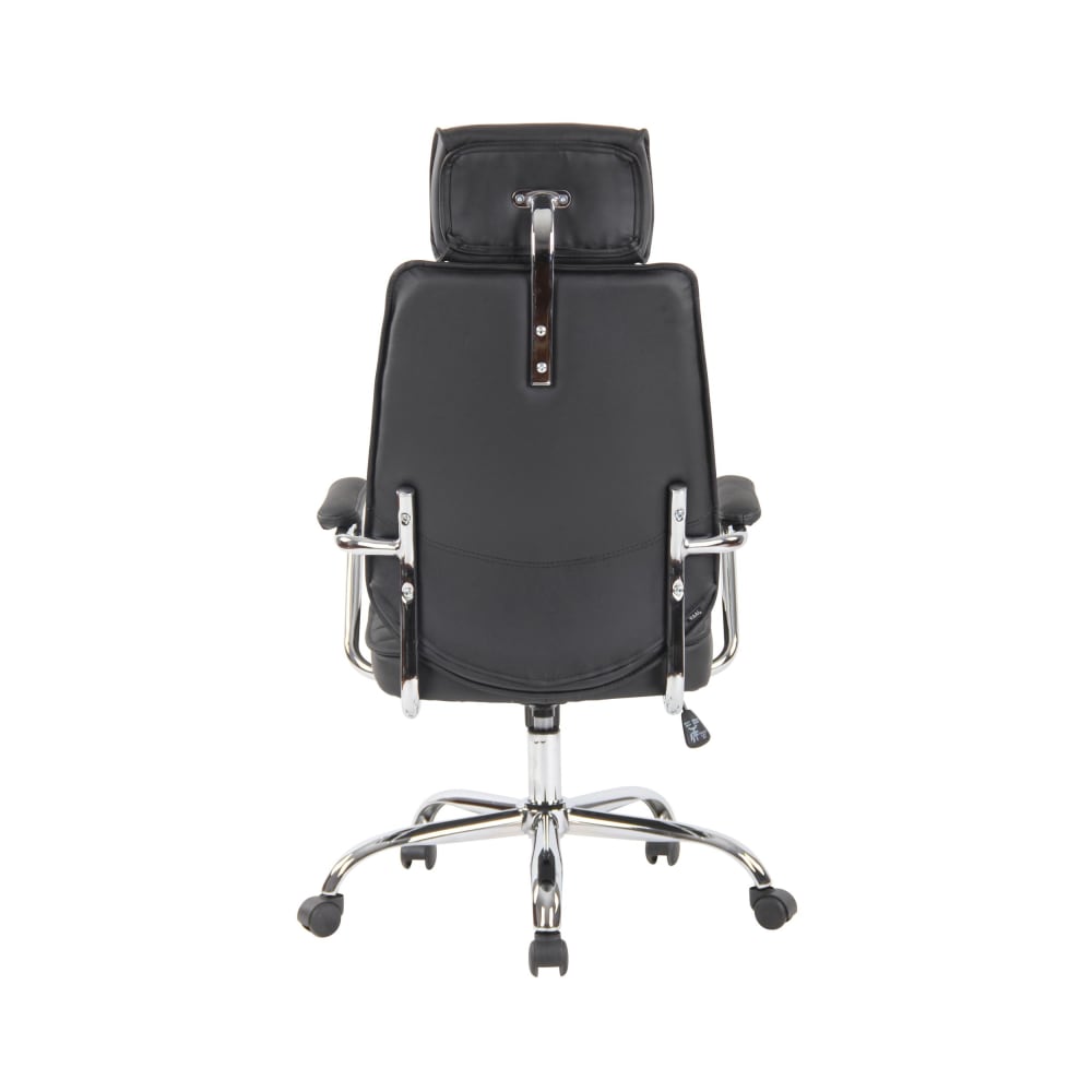 Fauteuil de bureau CLP Rako en cuir véritable avec piétement chromé — vue 5